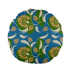 Folk Floral Pattern  Flowers Print  Standard 15  Premium Round Cushions by Eskimos