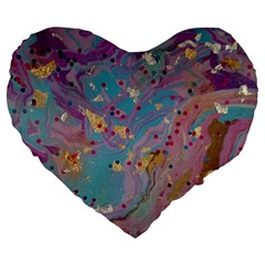 My Pour Cup Painting 7 2 Cbdoilprincess    3e784cd8-e6d8-4a8a-b63e-e3fb6a978394 Large 19  Premium Flano Heart Shape Cushions by CBDOilPrincess1