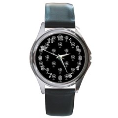Ancient Greek Artwork Motif Pattern Round Metal Watch by dflcprintsclothing