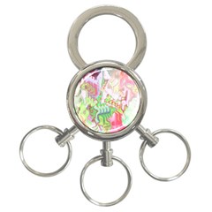 Boho Hippie Trippy Psychedelic Abstract Hot Pink Lime Green 3-ring Key Chain by CrypticFragmentsDesign
