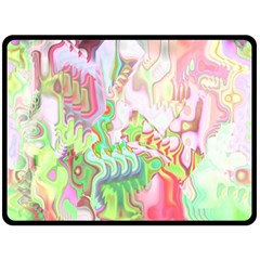 Boho Hippie Trippy Psychedelic Abstract Hot Pink Lime Green Double Sided Fleece Blanket (large)  by CrypticFragmentsDesign