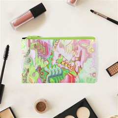 Boho Hippie Trippy Psychedelic Abstract Hot Pink Lime Green Cosmetic Bag (xs) by CrypticFragmentsDesign