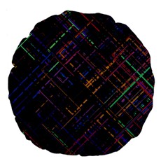 Criss-cross Pattern (multi-colored) Large 18  Premium Flano Round Cushions by LyleHatchDesign