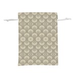 Bright Silver Flowers Motif Pattern Lightweight Drawstring Pouch (M) Back