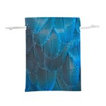 Feathery Blue Lightweight Drawstring Pouch (L) Front