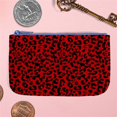 Red And Black Leopard Spots, Animal Fur Large Coin Purse by Casemiro