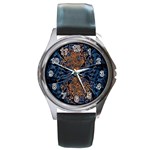 Fractal Galaxy Round Metal Watch Front
