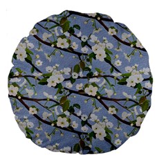 Pear Branch With Flowers Large 18  Premium Round Cushions by SychEva