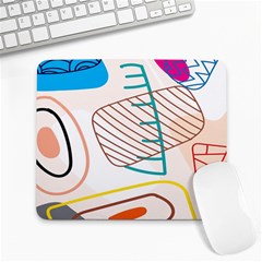 Pastel Abstract Pattern With Beige, Coffee Color Strap Large Mousepads by Casemiro