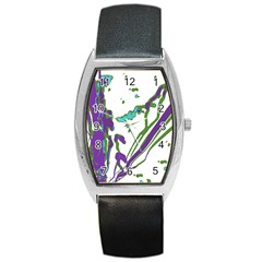 Multicolored Abstract Print Barrel Style Metal Watch by dflcprintsclothing