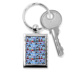 Drawing Collage Blue Key Chain (rectangle) by snowwhitegirl