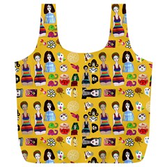 Drawing Collage Yellow Full Print Recycle Bag (xl) by snowwhitegirl