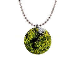 Acid Green Patterns 1  Button Necklace by kaleidomarblingart