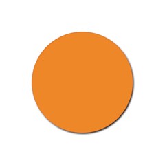 Deep Saffron Orange Rubber Round Coaster (4 Pack)  by FabChoice