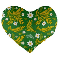 Folk Flowers Art Pattern Floral Abstract Surface Design  Seamless Pattern Large 19  Premium Flano Heart Shape Cushions by Eskimos