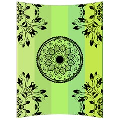 Green Grid Cute Flower Mandala Back Support Cushion by Magicworlddreamarts1