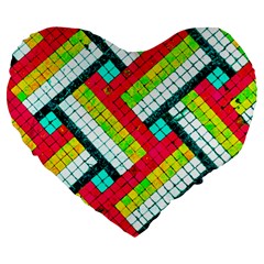 Pop Art Mosaic Large 19  Premium Heart Shape Cushions by essentialimage365