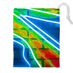 Pop Art Neon Wall Drawstring Pouch (5xl) by essentialimage365