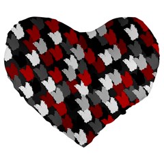 Abstract Paint Splashes, Mixed Colors, Black, Red, White Large 19  Premium Flano Heart Shape Cushions by Casemiro