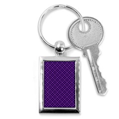 Purple, Black And Yellow Color Plaid, Retro Tartan Pattern Key Chain (rectangle) by Casemiro