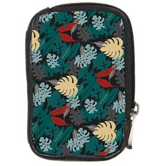 Tropical Autumn Leaves Compact Camera Leather Case by tmsartbazaar