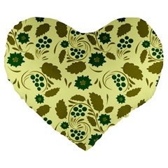Folk Flowers Art Pattern Floral  Large 19  Premium Heart Shape Cushions by Eskimos