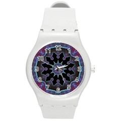 Framed Mandala Round Plastic Sport Watch (m) by MRNStudios
