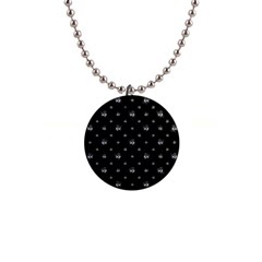 Black And White Funny Monster Print Pattern 1  Button Necklace by dflcprintsclothing