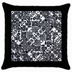 Black And White Geometric Print Throw Pillow Case (black) by dflcprintsclothing