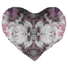 Marbling Symmetry Large 19  Premium Flano Heart Shape Cushions by kaleidomarblingart