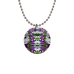 Woven Floral Repeat 1  Button Necklace by kaleidomarblingart
