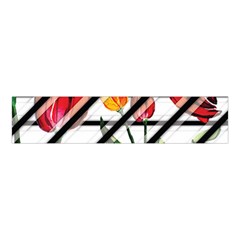 Stripes Tulips Pattern Velvet Scrunchie by designsbymallika