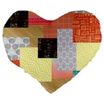 Tribal Mosaic Print Large 19  Premium Heart Shape Cushions Back