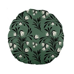 Folk Flowers Pattern Standard 15  Premium Round Cushions by Eskimos