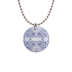 Blue Biro Arabesque  1  Button Necklace by kaleidomarblingart