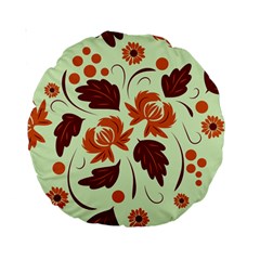 Folk Flowers Pattern Standard 15  Premium Round Cushions by Eskimos