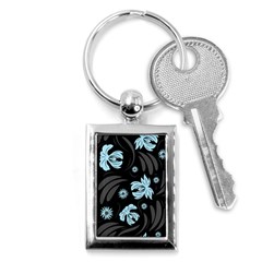 Folk Flowers Pattern Key Chain (rectangle) by Eskimos