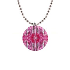 Magenta Marbling Symmetry 1  Button Necklace by kaleidomarblingart