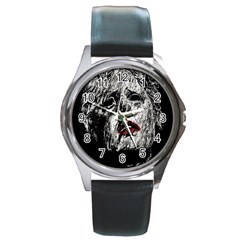 Creepy Head Sculpture Artwork Round Metal Watch by dflcprintsclothing