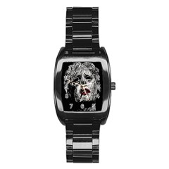 Creepy Head Sculpture Artwork Stainless Steel Barrel Watch by dflcprintsclothing