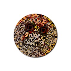 Root Humanity Bar And Qr Code Flash Orange And Purple Rubber Coaster (round)  by WetdryvacsLair