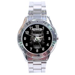 Creepy Lion Head Sculpture Artwork 2 Stainless Steel Analogue Watch by dflcprintsclothing