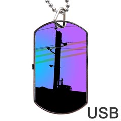 Vaporwave Wires And Transformer Dog Tag Usb Flash (one Side) by WetdryvacsLair