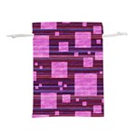 Squares-purple-stripes-texture Lightweight Drawstring Pouch (M) Front