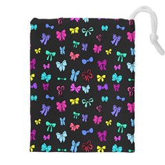 Bows On Black Drawstring Pouch (5xl) by Daria3107