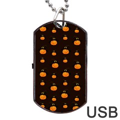 Halloween Pumpkins Pattern, Witch Hat Jack O  Lantern Dog Tag Usb Flash (two Sides) by Casemiro