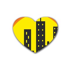 Skyline-city-building-sunset Heart Coaster (4 Pack)  by Sudhe