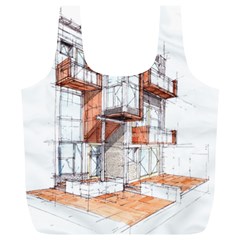 Rag-flats-onion-flats-llc-architecture-drawing Graffiti-architecture Full Print Recycle Bag (xl) by Sudhe