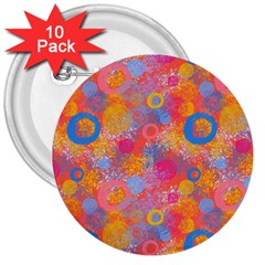 Multicolored Splashes And Watercolor Circles On A Dark Background 3  Buttons (10 Pack)  by SychEva