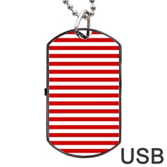 Red And White Stripes Pattern, Geometric Theme Dog Tag Usb Flash (two Sides) by Casemiro